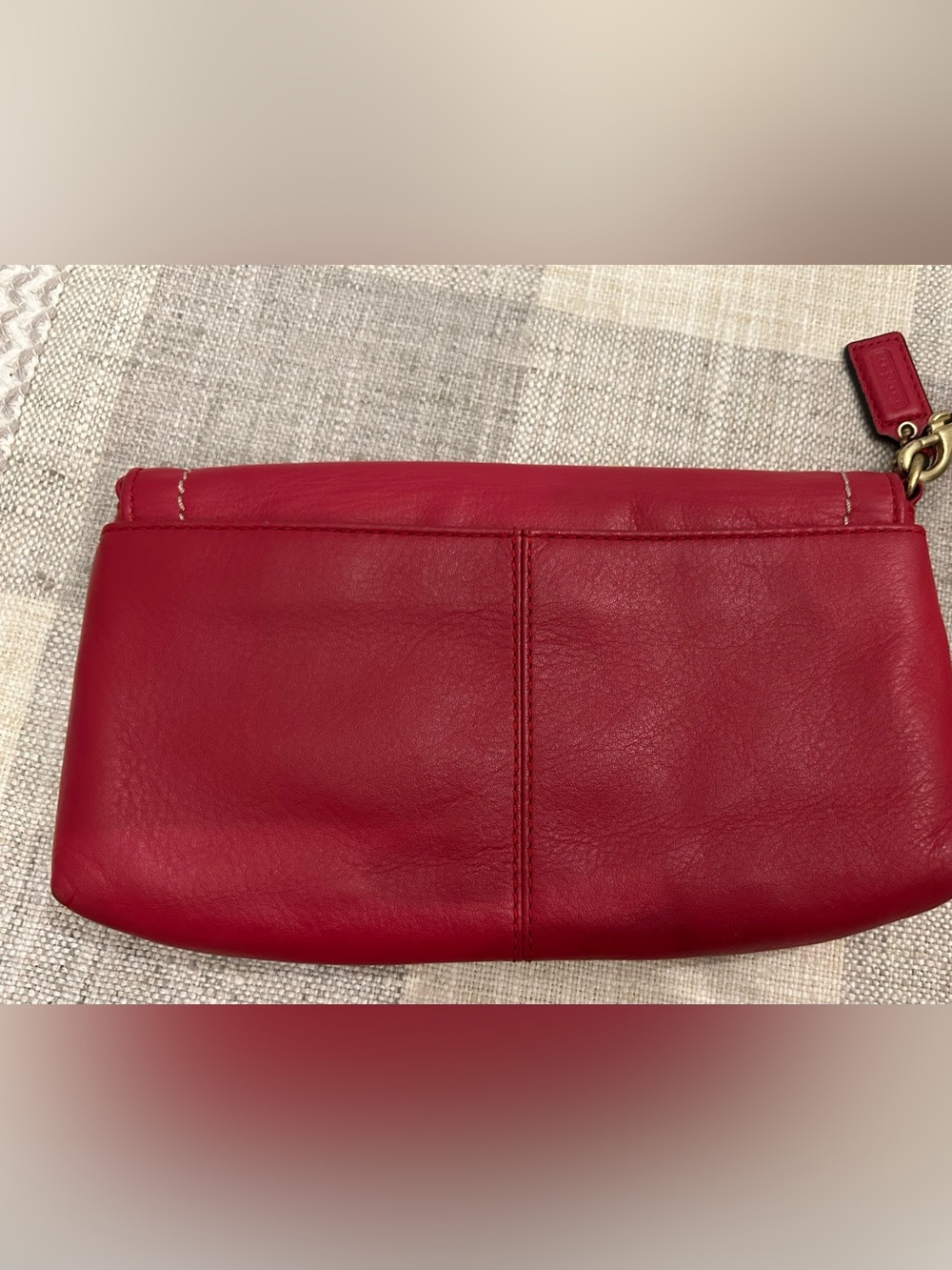 COACH Red Leather Wristlet Clutch with Gold Accent - Picture 4 of 9